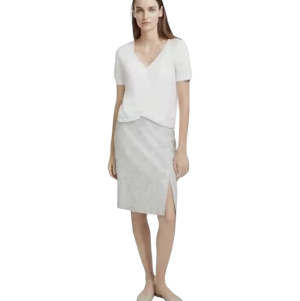 Club Monaco White With Black Jute Feminine Old Money Sophisticated Pencil Skirt